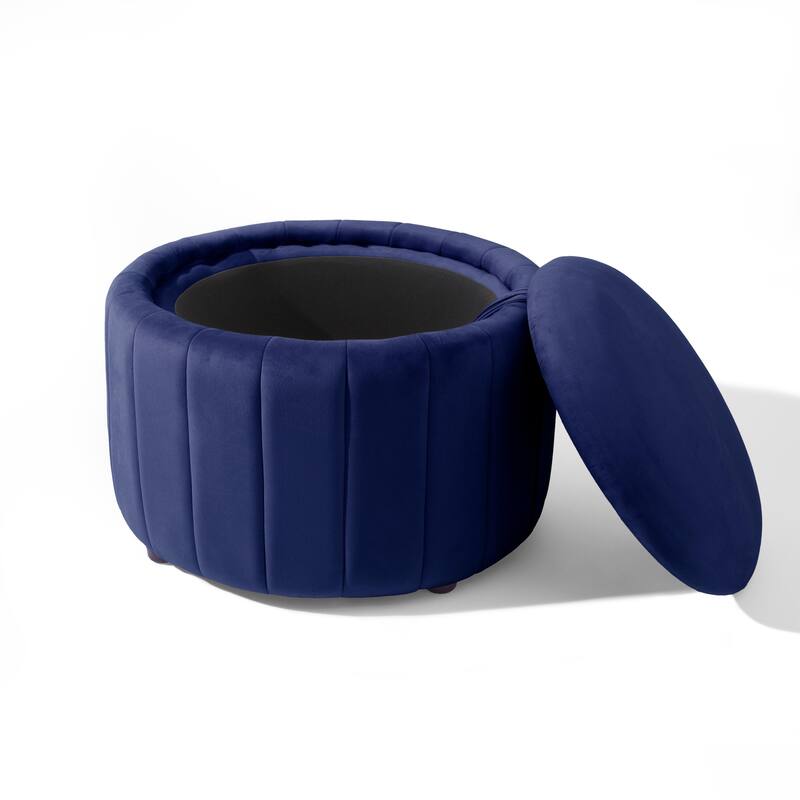 29" Modern Velvet Round Storage Ottoman