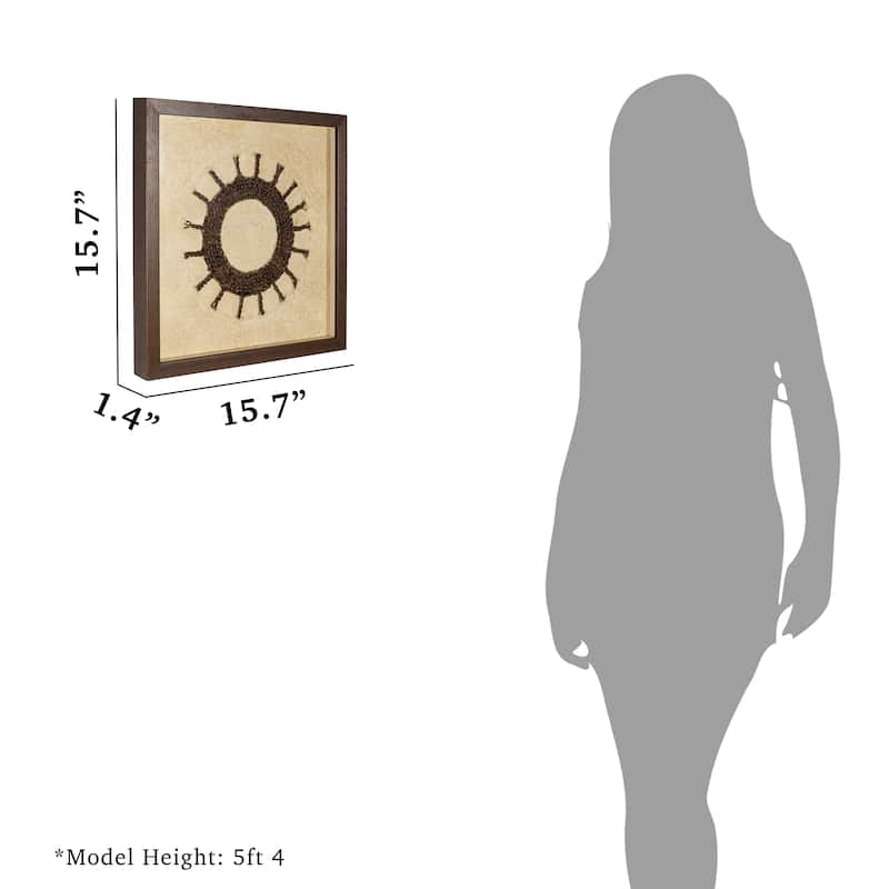 HUJI Handmade Paper Mache Art Brown Shadow Box Wall Decor Handmade Wall Art For Bathroom Bedroom Living room Office