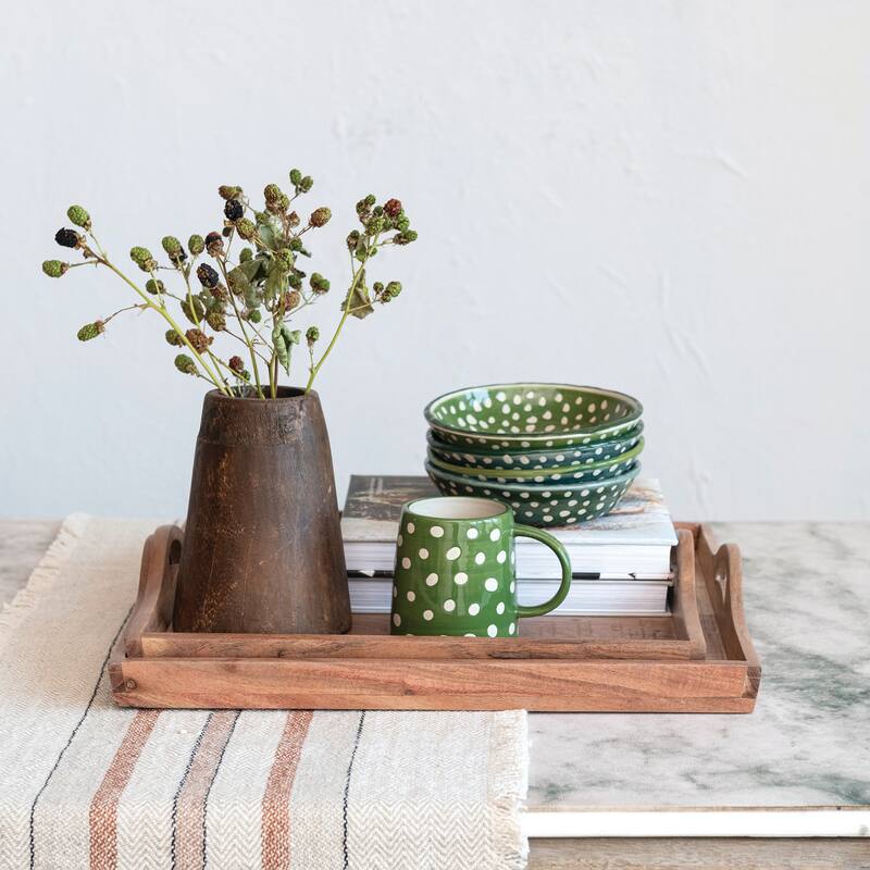 Acacia Wood Trays with Handles