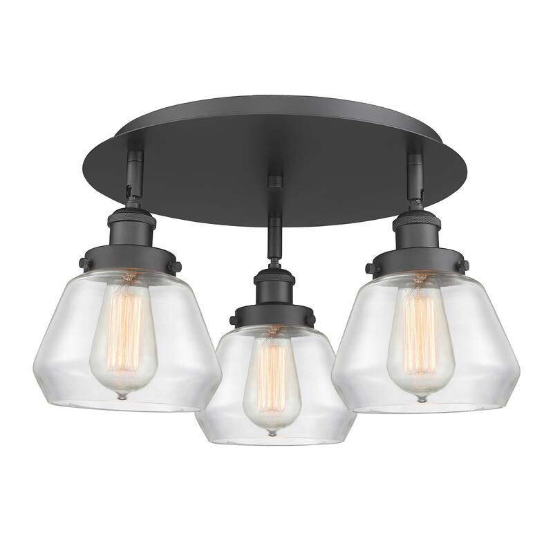 Innovations Lighting Fulton - 3 Light 18" Flush Mount - Clear/Matte Black