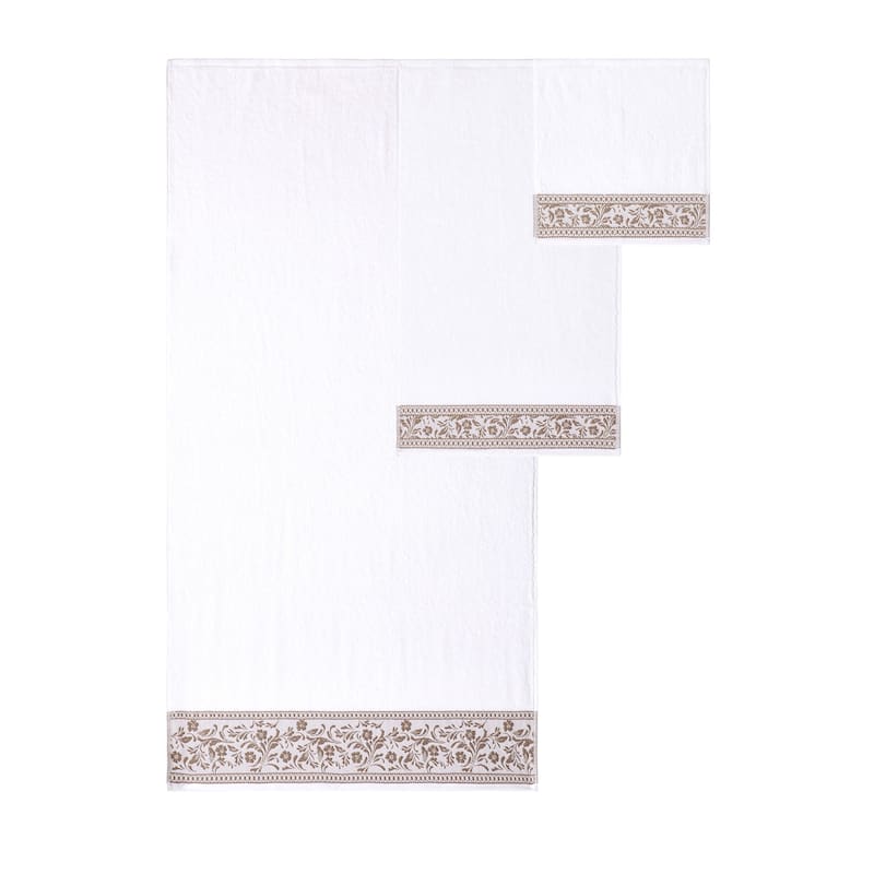 Modern Threads 6-Piece Jacquard Border Towel Set Allie - 100% Cotton, Bath, Hand & Washcloths - Elegant Floral Border