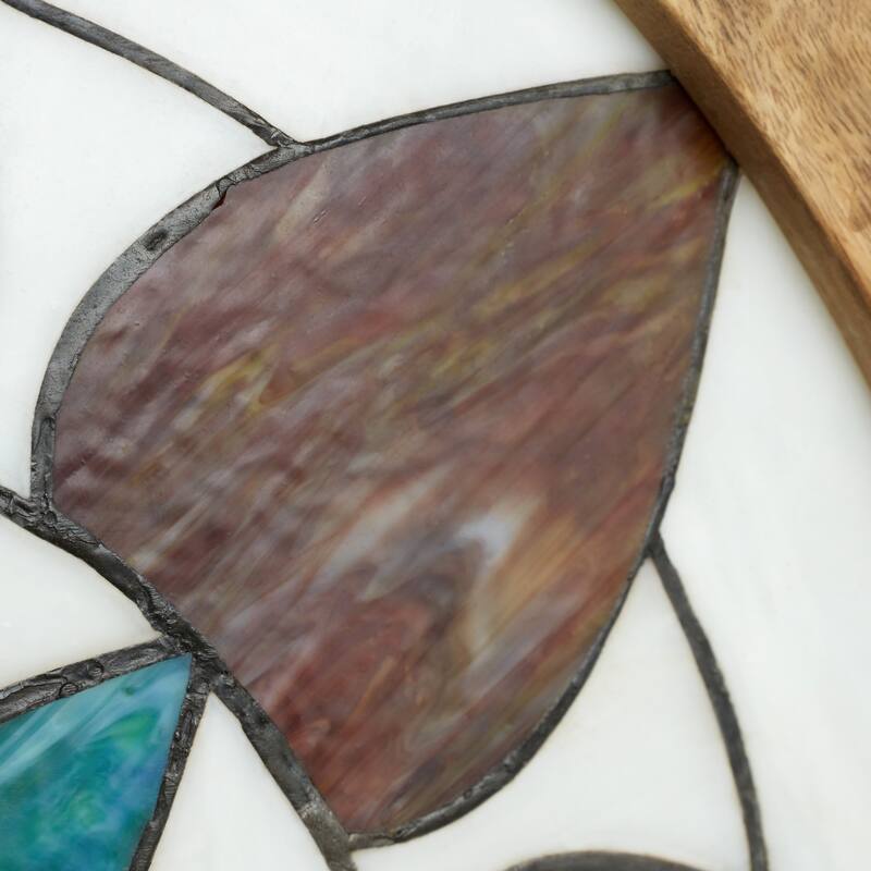 River of Goods 14-Inch Arch Flower Stained Glass Window Panel - 24" x 1" x 14"