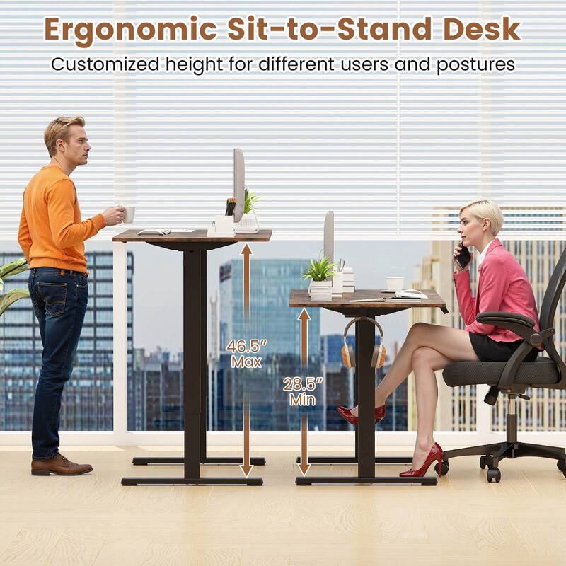 Costway 48” x 24” Electric Standing Desk with LED Display 2 Memory