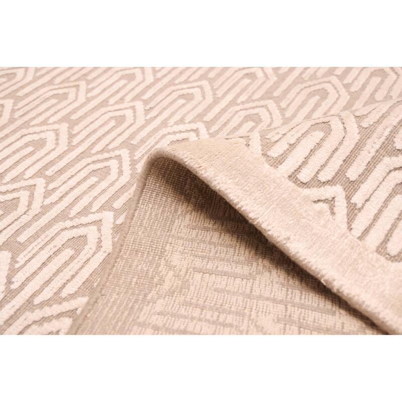 ECARPETGALLERY Hand Loomed Elysian Ivory, Taupe Rug - 7'9 x 9'10