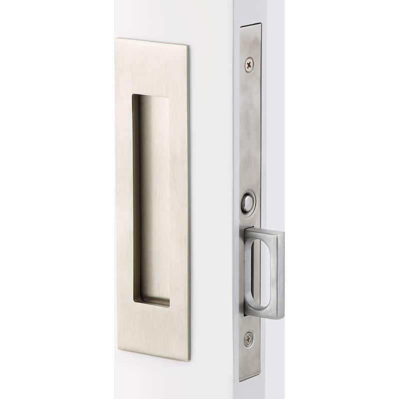 Emtek Narrow Modern Rectangular 7-1/4 Inch Passage Mortise Pocket Door - Satin Nickel