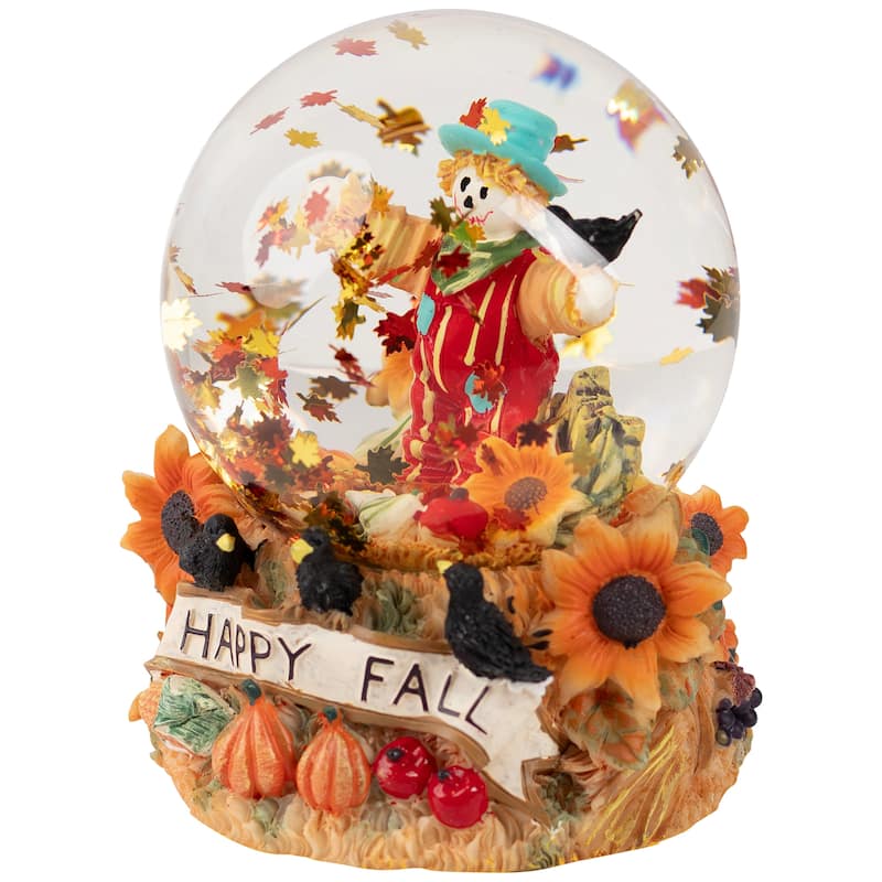 Scarecrow Happy Fall Harvest Snow Globe - 5.5"