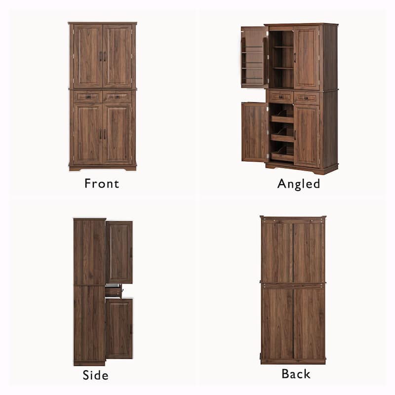 71" Tall Kitchen Pantry Cabinet with 3 Pull-Out Cabinet Organizers