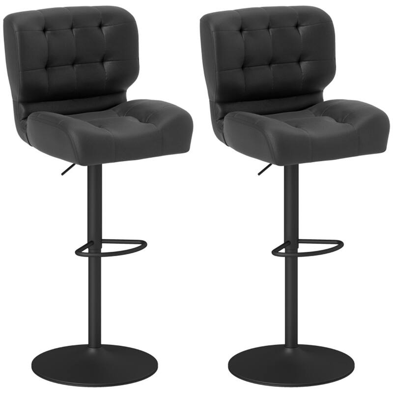 2-Pack Counter to Bar Height Swivel Stools with Tufted Cushion and Metal Base for Comfortable Seating