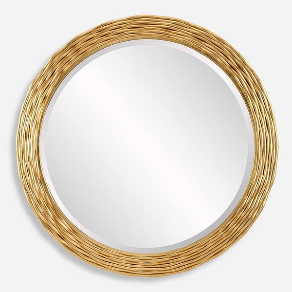slide 2 of 6, Uttermost 08193 Celeste 36" Diameter Circular Framed Bathroom Mirror Gold