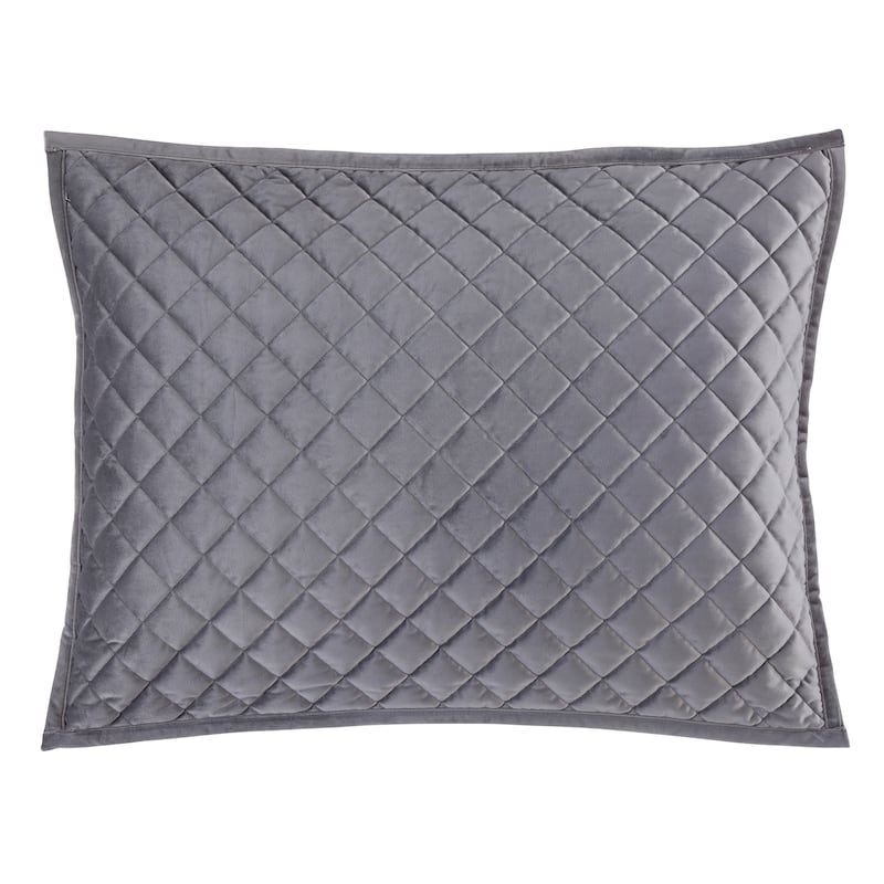HiEnd Accents Velvet Diamond Quilted Pillow Sham Set, 2PC