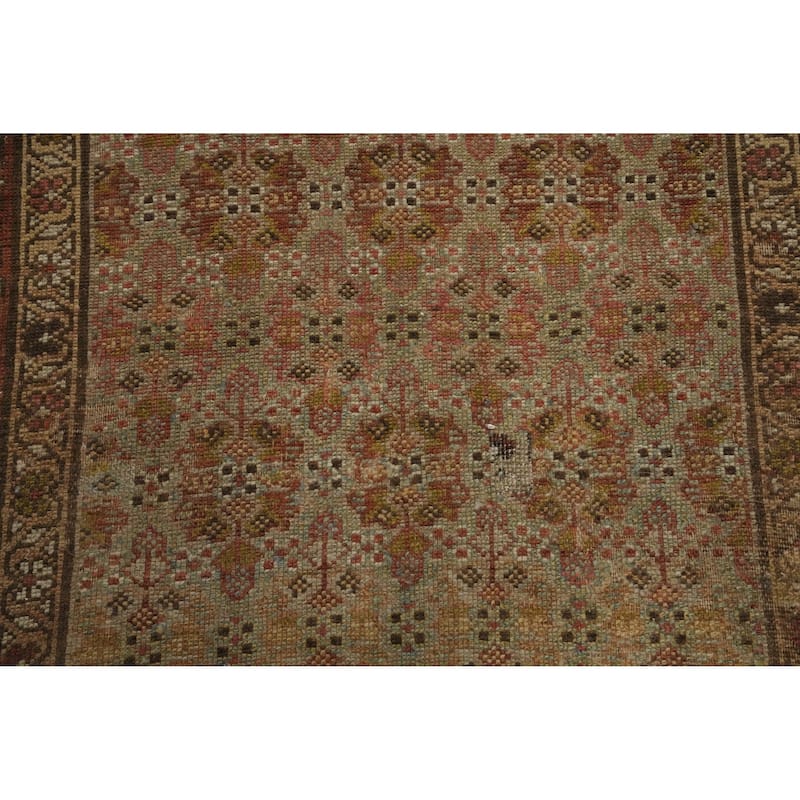 Hand Knotted Oriental 100% Wool Carpet Traditional All-Over Multi-Colored Senneh Runner Rug - 14' 1'' X 2' 11''