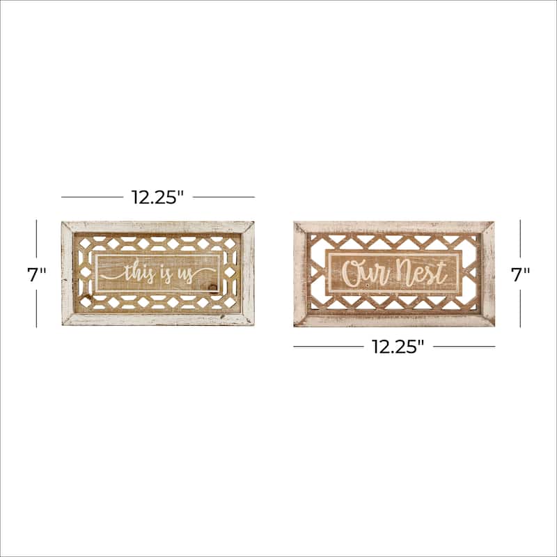Beige Wood Farmhouse Wall Decor Text (Set of 2)