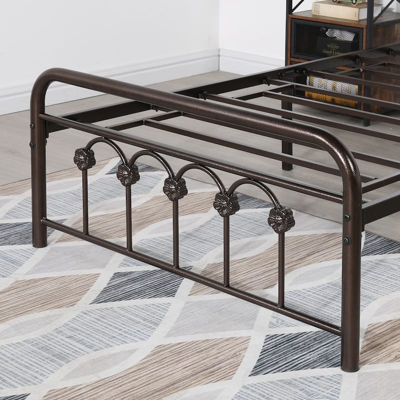 VECELO Industrial Metal Platform Bed Frame with Headboard Twin/Full/Queen/King Size Bed