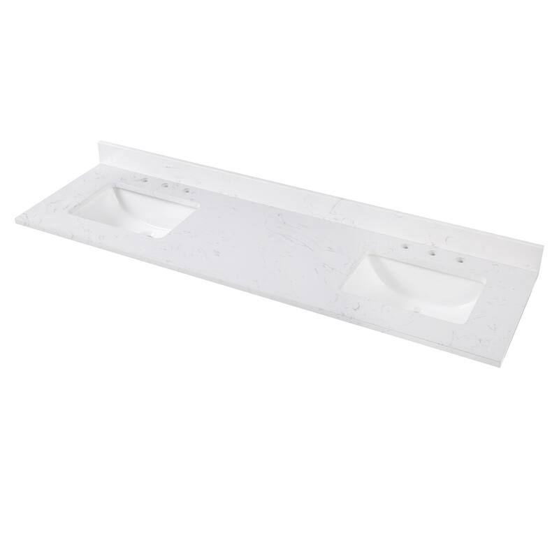 Avanity Cala White Engineered Stone Vanity Top with Rectangular Undermount Sinks