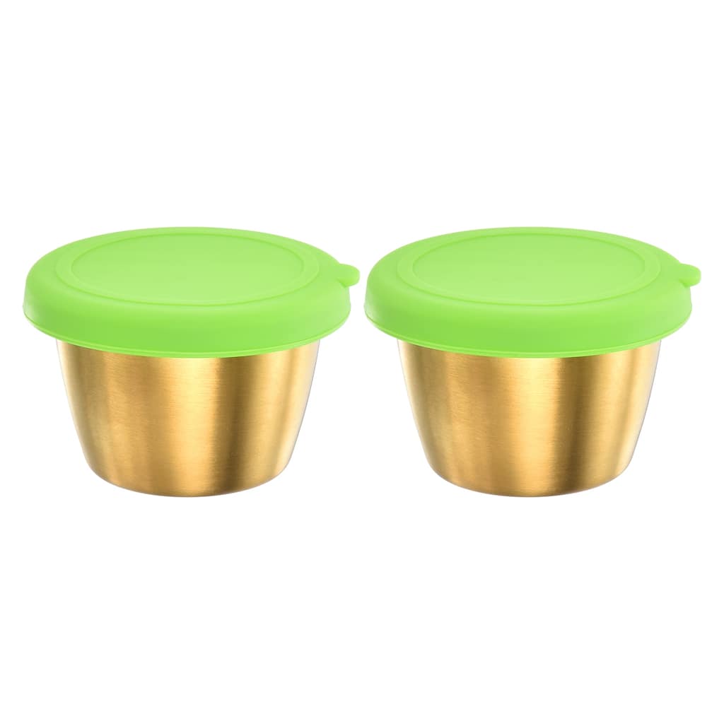 2pcs Condiment Cups Containers w Lids 2.4oz Salad Dressing Container - 2.4" W x 1.5" H