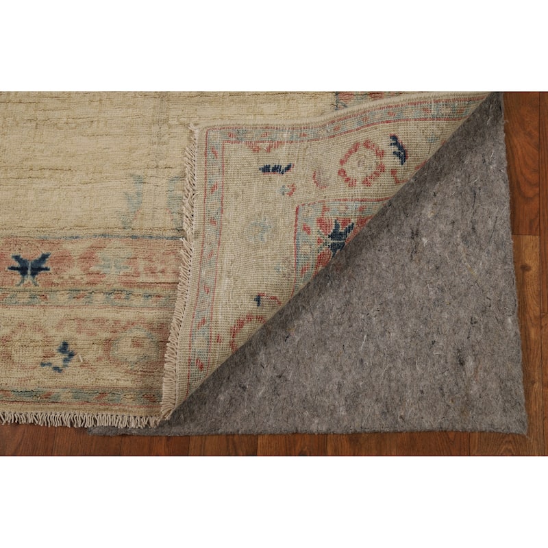Hand Knotted Oriental 100% Wool Carpet Traditional Floral Beige & Ivories Art Deco Runner Rug - 11' 10'' X 3' 0''