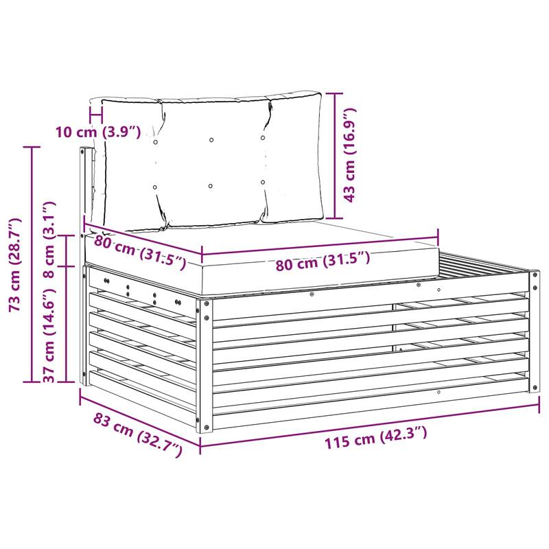 vidaXL Outdoor Sofa Set with Cushion 2 Piece Natural and Anthracite - 90.75 x 32.68 x 28.74 in