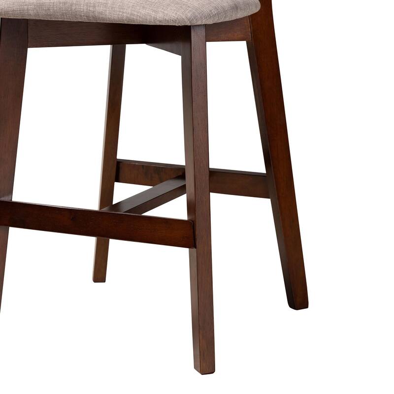 Dannell Mid-Century Modern Fabric and Wood 2-Piece Counter Stool Set
