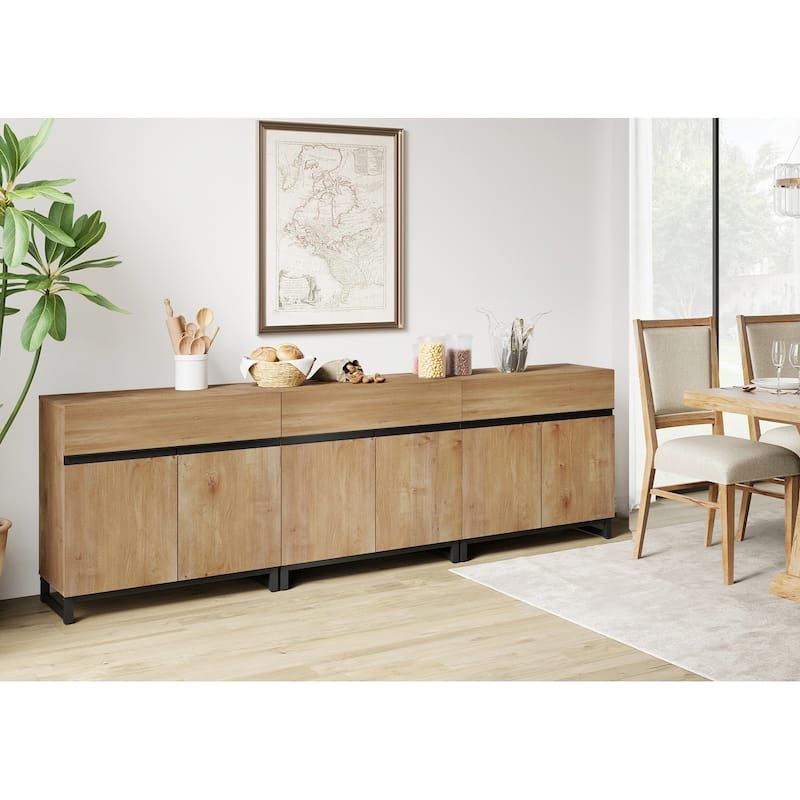 WAMPAT Storage Cabinet, Modern Sideboard with Adjustable Shelf and Metal Base