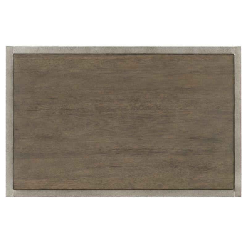 16" Modern Rectangular End Table with Two Fixed Shelves and Metal Frame for Living Room or Bedroom