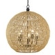 preview thumbnail 1 of 9, Golden Lighting Florence 5-light Pendant in Matte Black Matte Black and Natural Raphia Rope