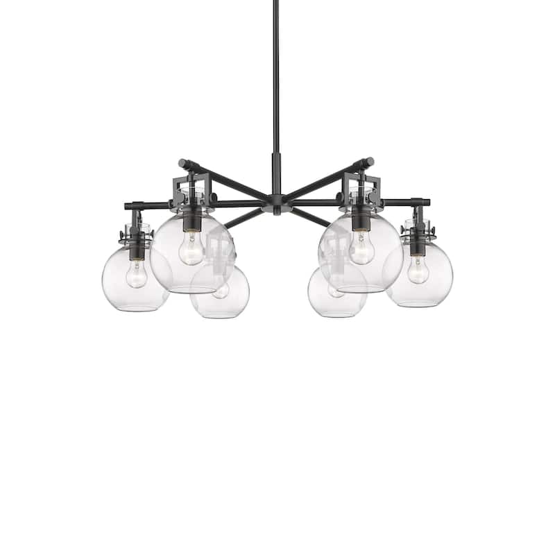 Innovations Lighting 411-6CR-16-26 Newton Sphere Chandelier Newton - Matte Black / Clear