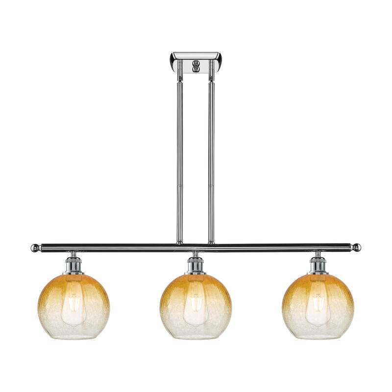 Innovations Lighting Endless Possibilities Ballston - Brookhaven Globe - 3 Light 36" Stem Hung Island Light - Polished Chrome/Amber