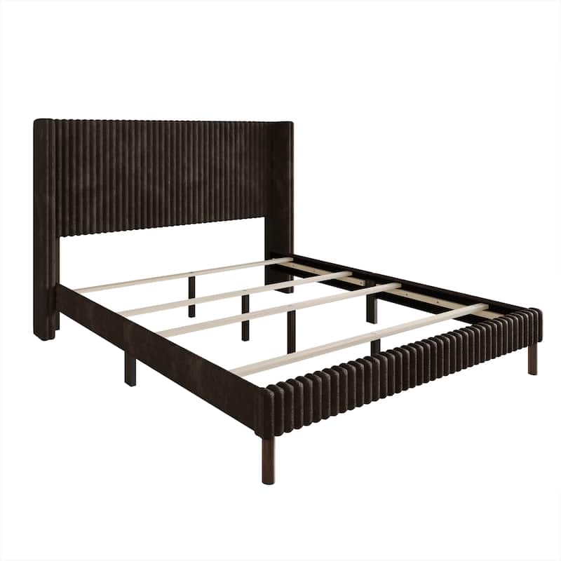 CraftPorch Sophistique Wingback Velvet Upholstered Bed