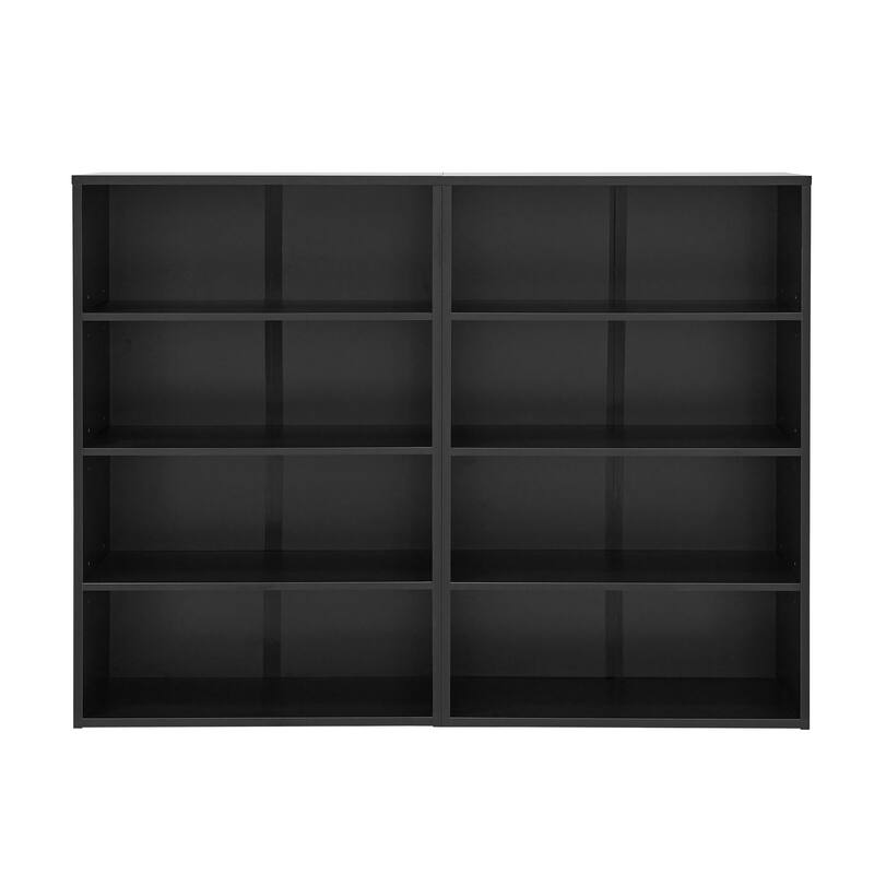 Anmytek Black Bookcase,Storage Cabinet,Adjustable shelf 8-layer storage Vertical Storage