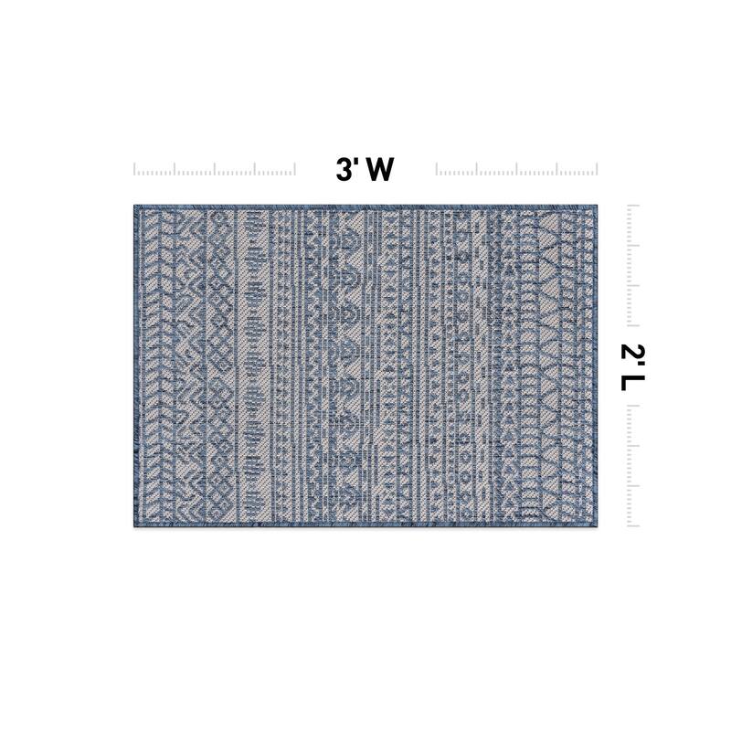 World Rug Gallery Contemporary Geometric Bohemian Textured Flat Weave Indoor/Outdoor Area Rug