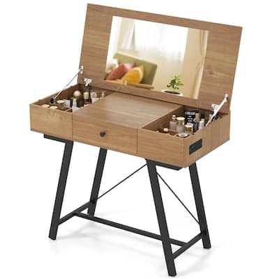 Costway Vanity Desk with Flip Top Mirror Makeup Dressing Table with - See Details