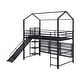preview thumbnail 12 of 10, House Metal Twin Size Loft Bed with Shelves and Slide