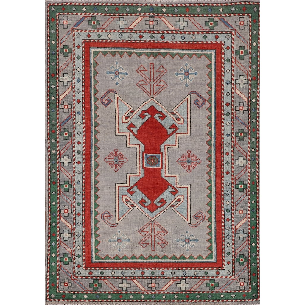 Kazak Foyer Rug Handmade Bedroom Wool Carpet - 3'6" x 4'11"