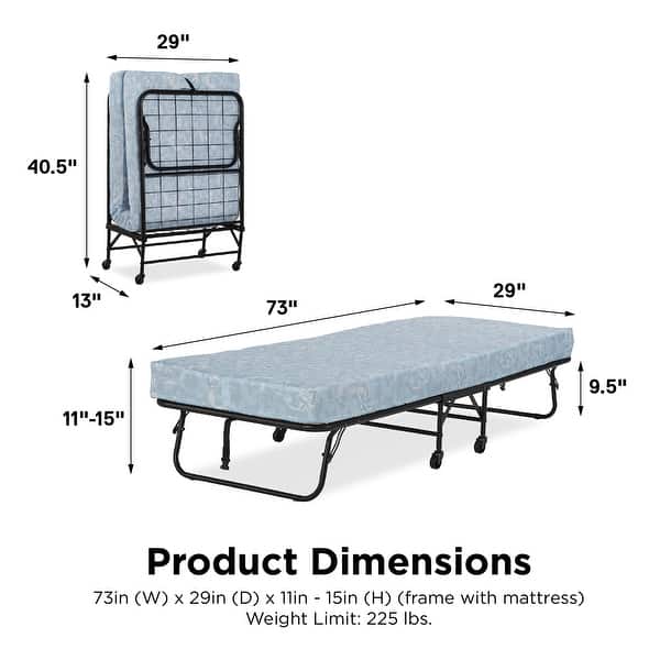 Signature Sleep Barry Folding Cot Guest Bed with 4 Inch Mattress