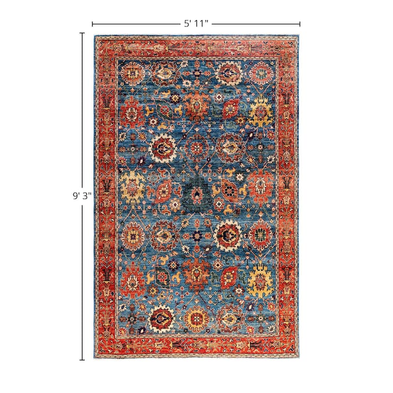 Serapi One-of-a-Kind Hand-Knotted Area Rug - Light Blue, 5' 11" x 9' 3" - 5' 11" x 9' 3"