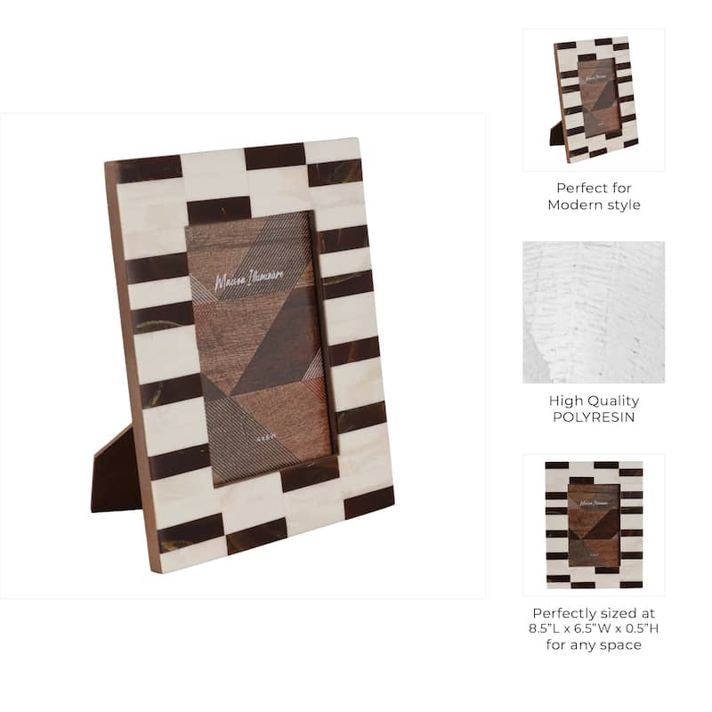 Resin Wood Picture Frame Small Stripe Modern Glam Design - 4x6" Brown