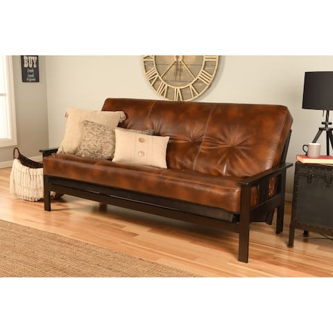 Porch & Den Zumbro Bonded Leather Espresso Futon Set with Mattress