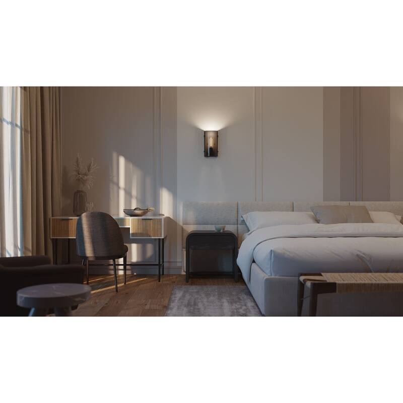 AFX DNAS0714MB Sconce 14" Tall Wall Sconce with Smoke Glass Shade