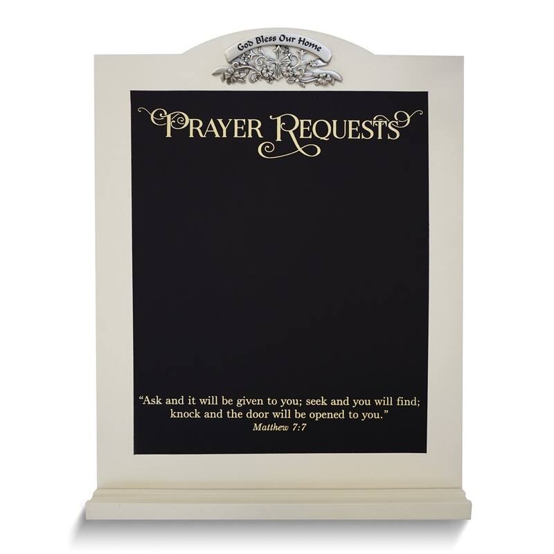 Curata Prayer Requests Wooden and Metal Chalkboard with Matthew 7:7 Verse