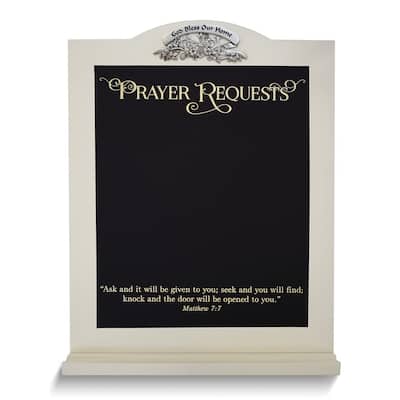 Curata Prayer Requests Wooden and Metal Chalkboard with Matthew 7:7 Verse