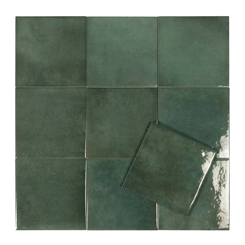 Zahara 6x6 Moss Green Porcelain Zellige Square Wall and Floor Tile (5.38 sq ft/case) - 22 Pack