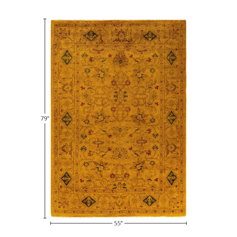 Vibrance, One-of-a-Kind Hand-Knotted Area Rug - Gold, 4' 7" x 6' 7" - 4' 7" x 6' 7"