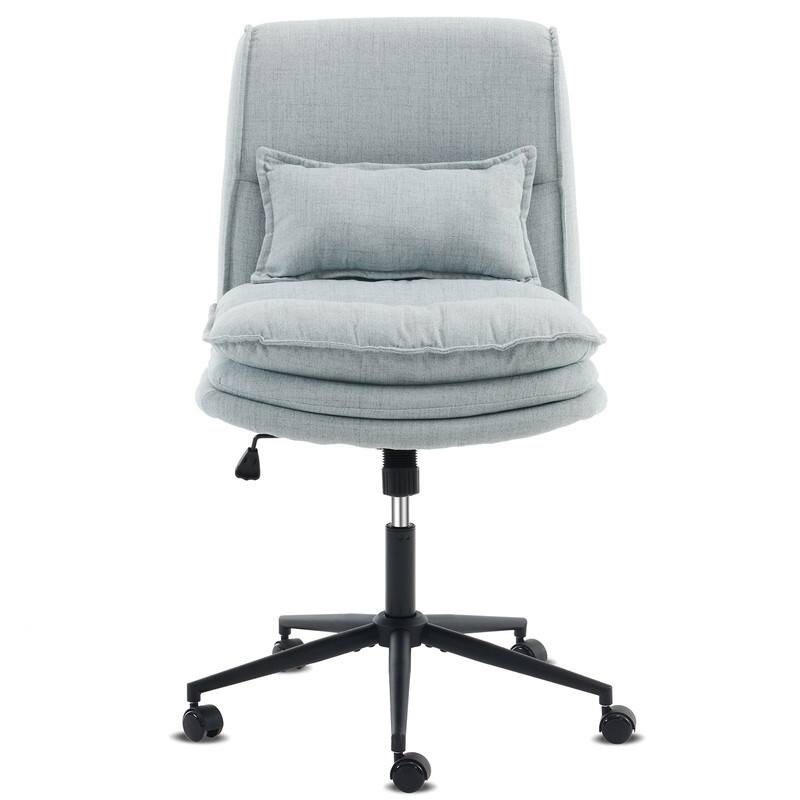 Upholstered Armless Task Office Chair - Sky blue with wheels