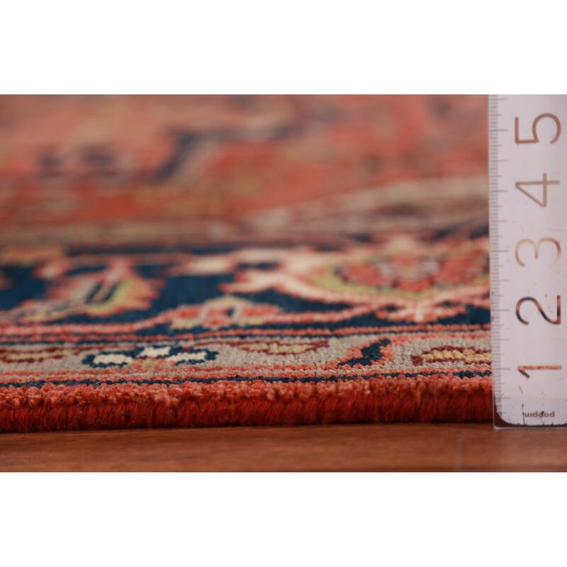 Orange Medallion Heriz Serapi Indian Area Rug Handmade Wool Carpet - 9'0"x 11'9"