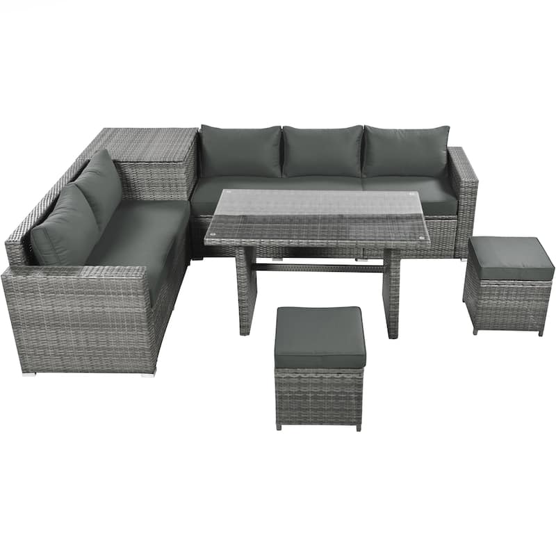 Outdoor 6-Piece All Weather PE Rattan Sofa Set