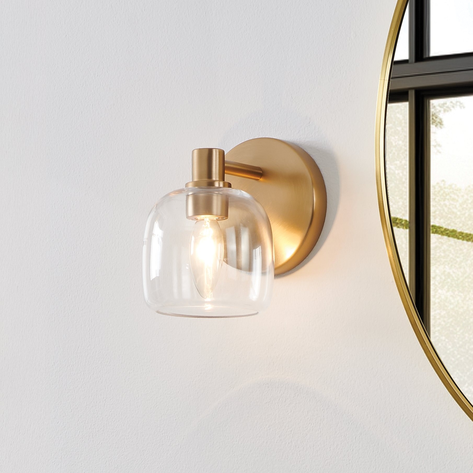 Thesis Valentina 5-inch 1-light Champagne Gold Vanity Light with Clear Glass Shade