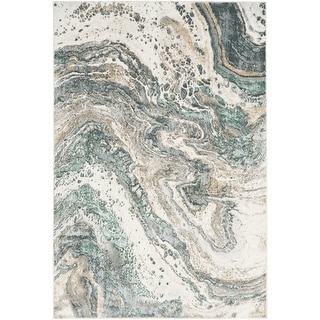 Nourison Illusion Indoor only Blue Abstract Area Rug - 5' 3" x 7'