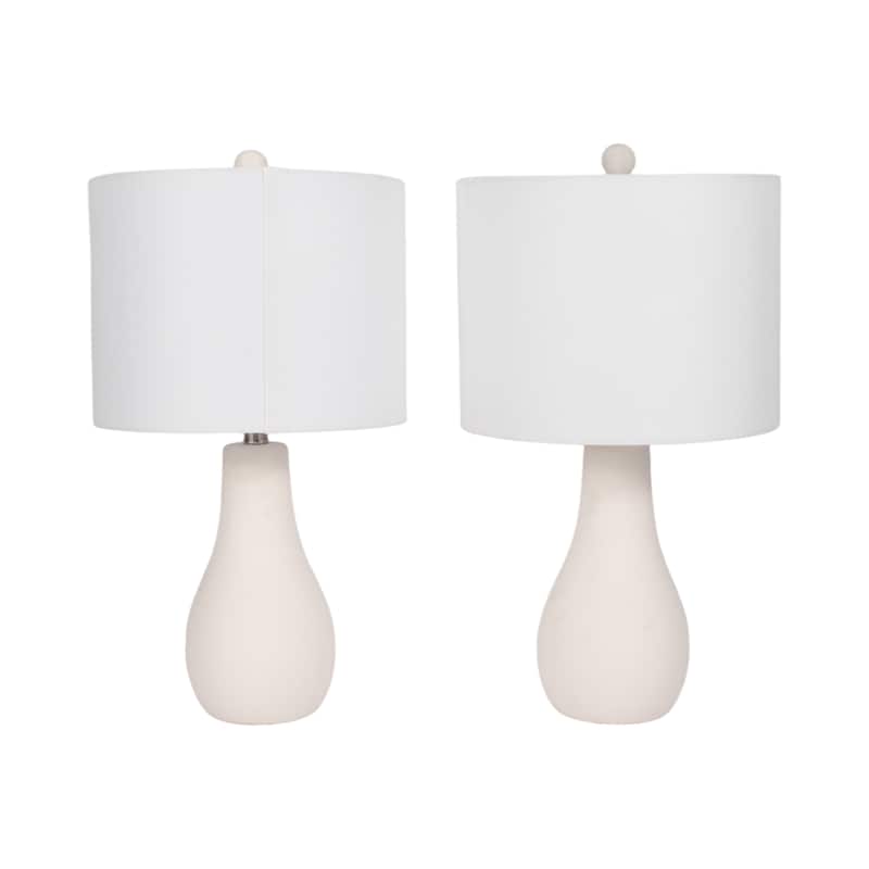 Sagebrook Home Ceramic 24" Table Lamp, White - Stylish Table Lamp for Cozy Evenings, Premium Quality, Set of 2 - 13" x 13" x 24"