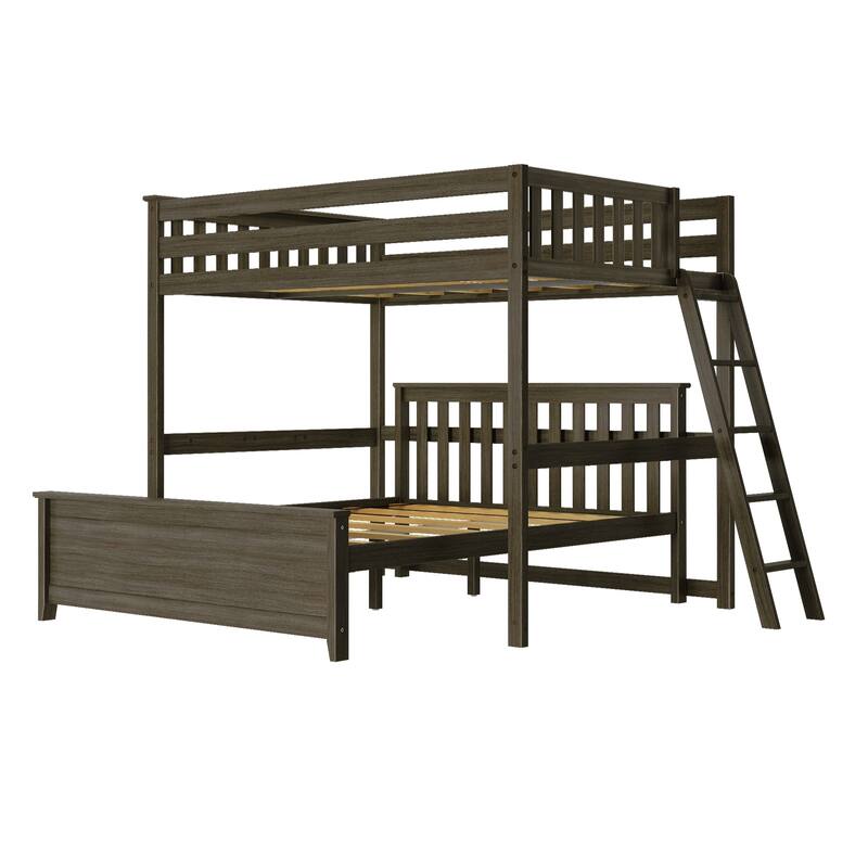 Max and Lily L-Shaped Full over Queen Bunk Bed with Ladder on End