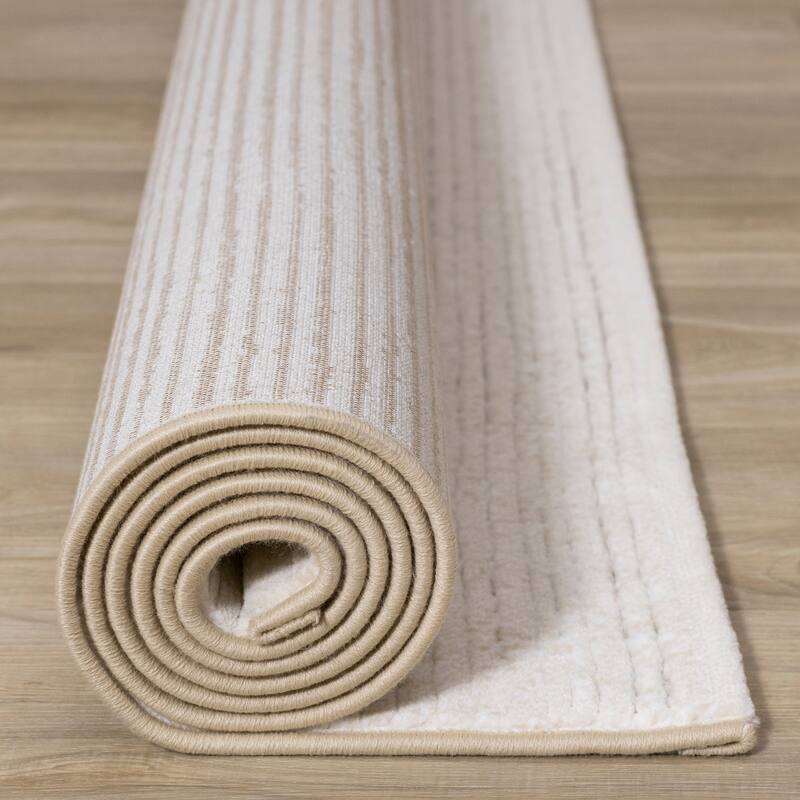 Elizabeth Collection - Cream Banded Plush Rug